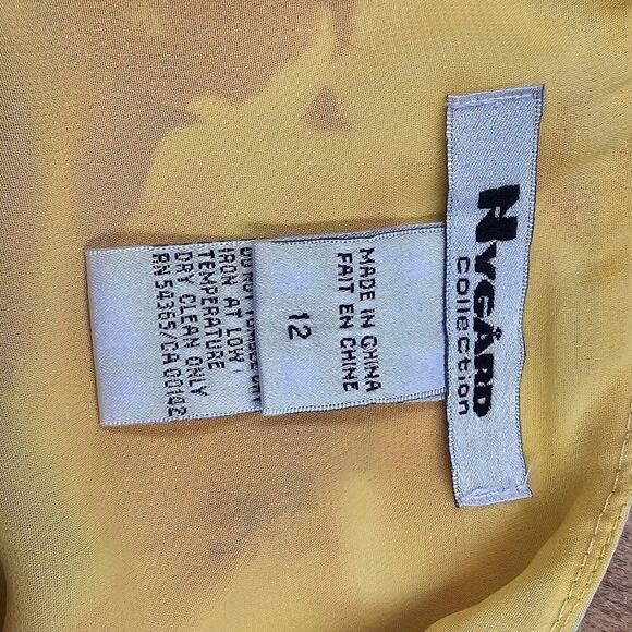 Peter Nygard Silk Pleated Skirt Womens 12 Yellow Lined Zip Knee Length Floral - Picture 7 of 11